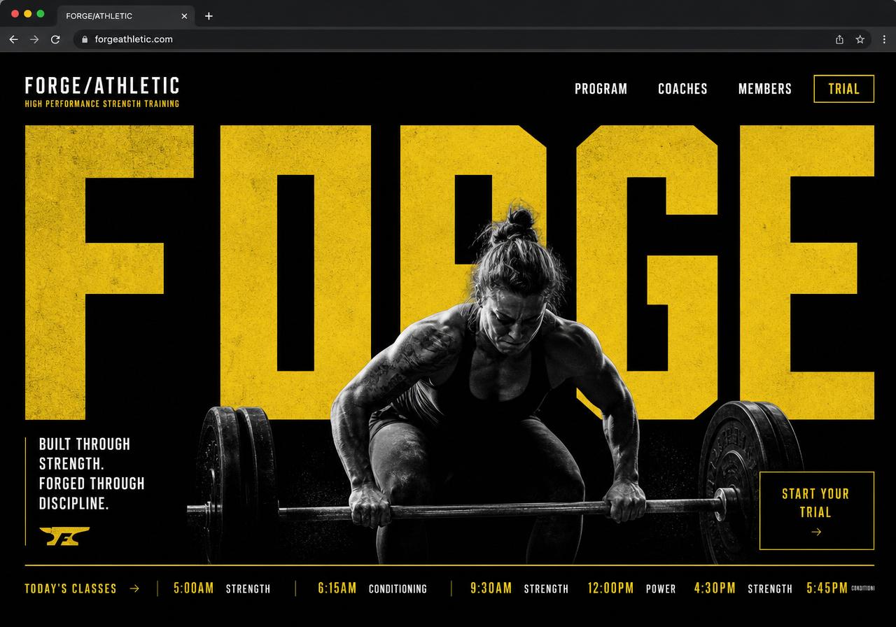Forge / Athletic website design preview — High-performance strength gym — London